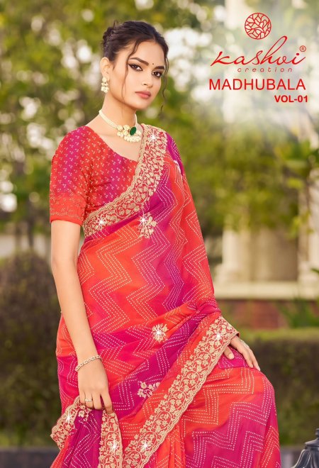 Madhubala Vol 1 By Kashvi Chiffon With Embroidery Saree